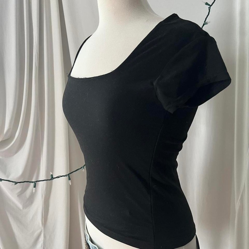black basic square neck fitted top - Picture 3 of 4